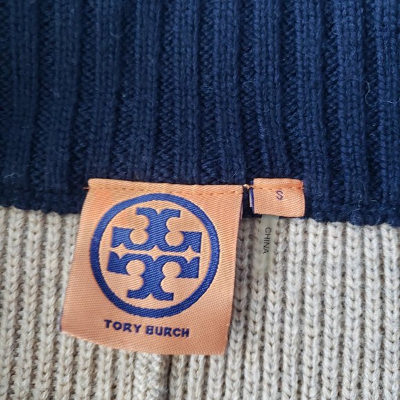 Tory Burch Wool Boat Neck Dolman Short Sleeve Striped Chunky Pullover - Picture 6 of 8